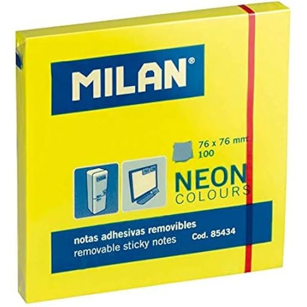 Självhäftande noter - MILAN - Fluo Yellow - 76 x 76 mm - Repositionable - Mixed Gul