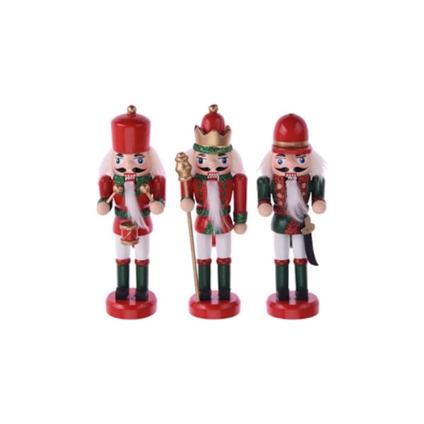 Set med 3 EDM Nötknäppare-figurer - Julstämning - Trä - 72070 Röd