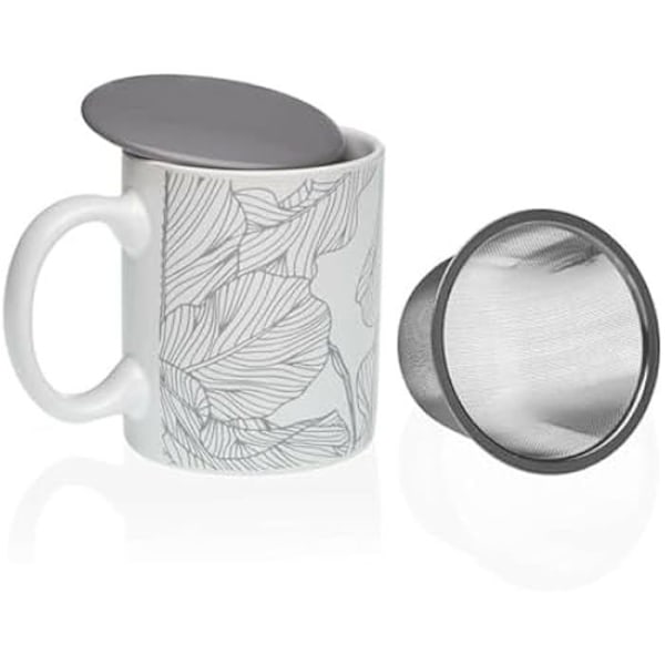 Kopp med filter för infusioner - VERSA - Grå - Mått 13,5x9,5x11,5 cm - Flerfärgad - Cylindrisk Flerfärgad