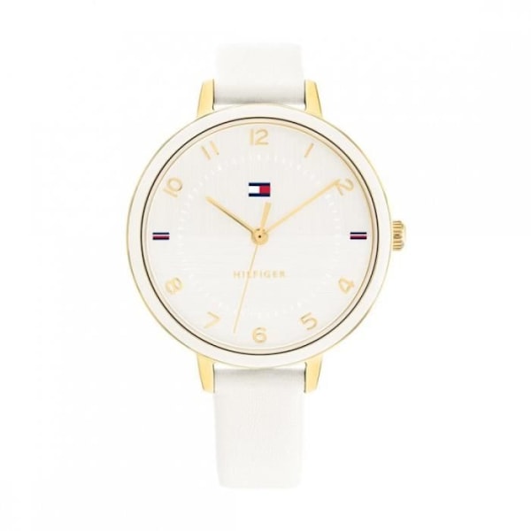 Kvinnotidning - Tommy Hilfiger - Florence - Guldstål - Vit läder - Vattentålighet 3ATM Guld, vit