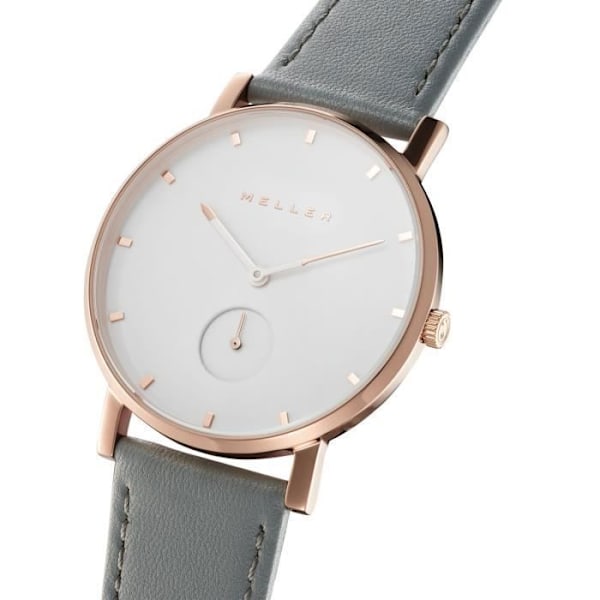 Klocka - MELLER - MAORI ROOS GREY 2R-1 - Quartz - Läder - Unisex Grå, rosa, vit