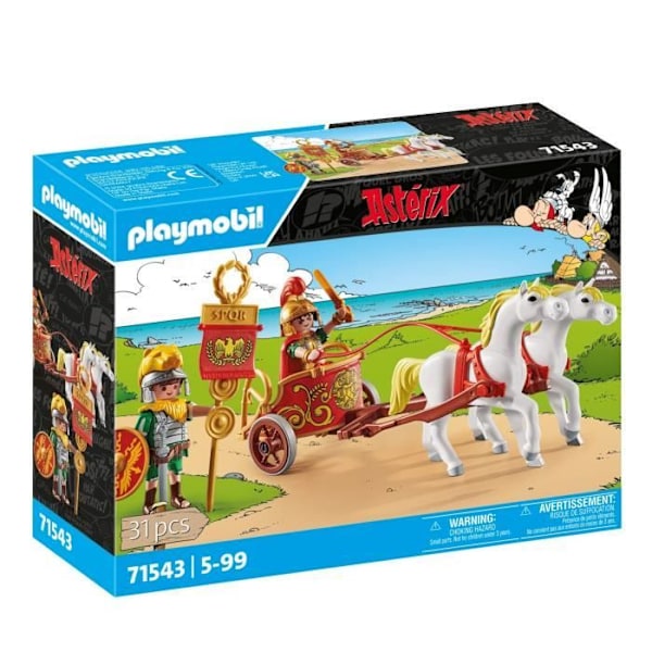 PLAYMOBIL 71543 Roomalainen soturi ja hevoset, Asterix, Sarjakuvan hahmo, Mukana 2 hahmoa, joista Brutus, 31 kappaletta, Alkaen 5 vuotta Flerfärgad