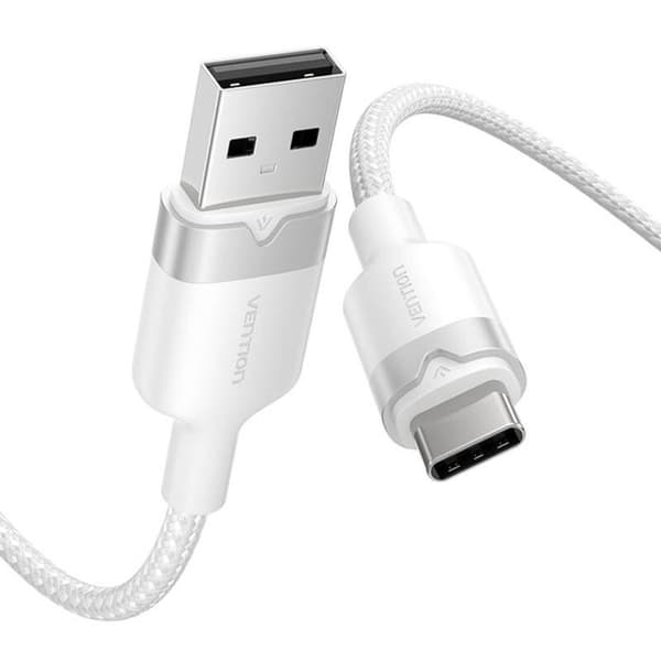 USB 2.0 A - USB-C - VENTION - 2 m - 3A - Valkoinen - Nopea datasiirto Hvid