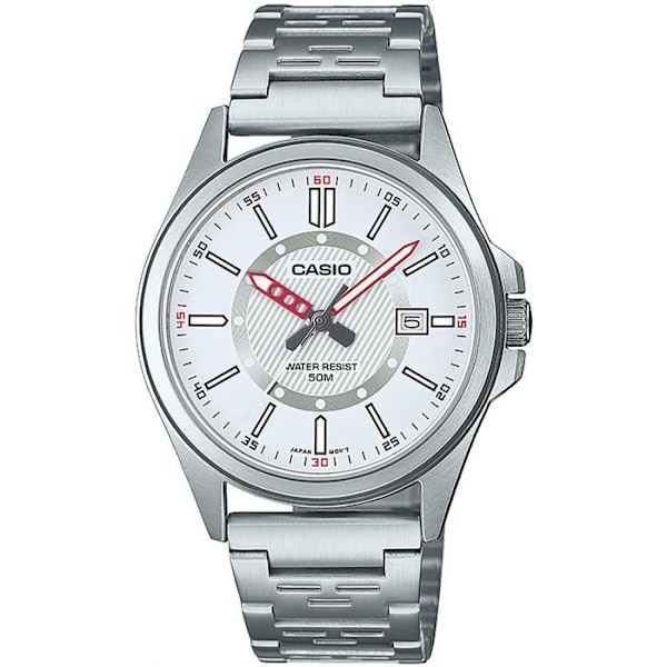 Casio Ur - Mænd - MTP-E700D-7EVEF - Rustfrit stål - 38mm - Sølv - Hvid Pengar