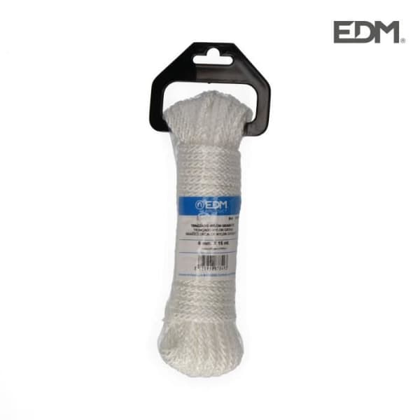 Flettet nylon garn - EDM - 15mts - Hvid - Granat