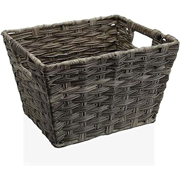 Harmaa kori polyeteenikahvoilla - BigBuy Home - 24 x 19 x 29 cm