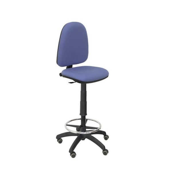 Ergonomisk skammel med permanent kontaktmekanisme og højdejusterbar, fodstøttering og hjul i blå parket
