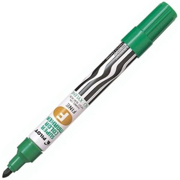 Permanent marker - PILOT - Supercolor - Chisel tip 4 mm - Box of 12 - Green color grön/vit