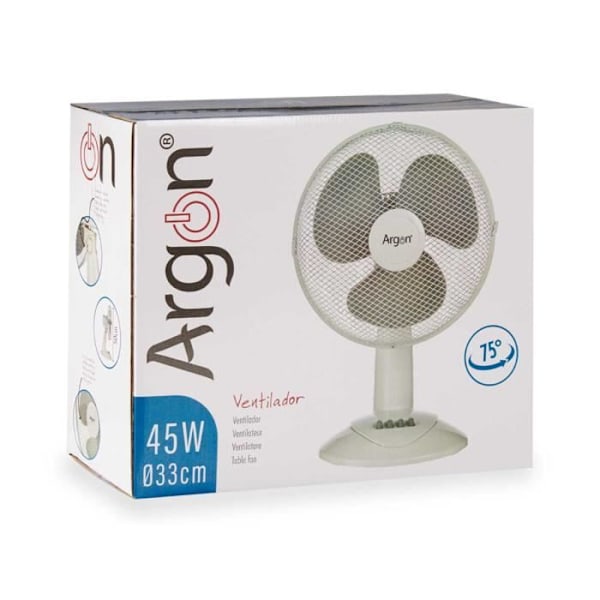 Skrivebordsventilator - ARGON - Stående - Kraftig og støjsvag køling Vit