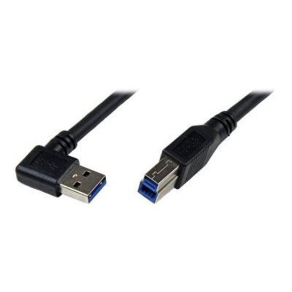 USB 3.0 SuperSpeed A til B kabel retvinklet M/M - 1 m - Sort - STARTECH