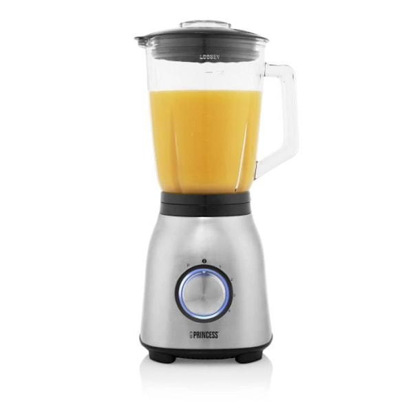 Blender Princess 212091 børstet rustfrit stål - Rustfrit stål og glas - 4 hastigheder og pulsfunktion - 1,5 L - 6 knive