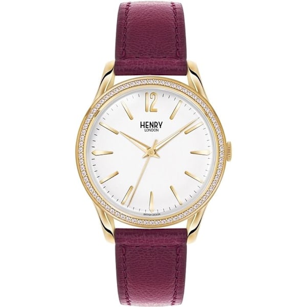 Kvindeur - Henry London - HL39-SS-0068 - Læder - Quartz - Vandtæthed 3 ATM röd/vit