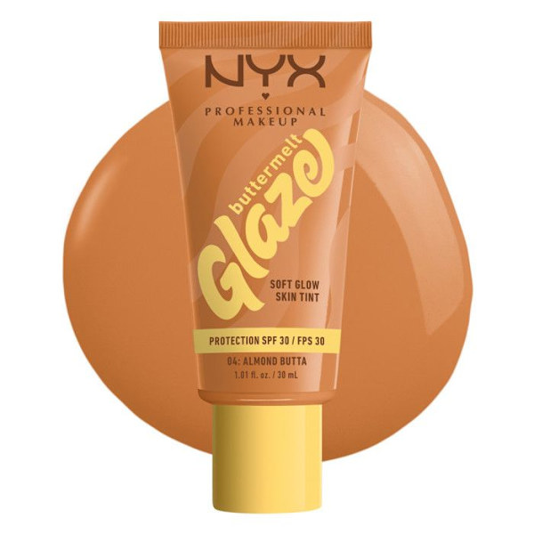 NYX Professional Makeup Buttermelt Glaze Tint, SPF30 meikkivoide, kesto jopa 12h, Almond Butta Mandelbutter