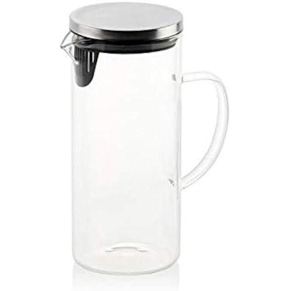 Glaskaraffel - ANDREA HOUSE - Andrea model - 1,5 L - Sort og sølv låg - Integreret filter Transparent