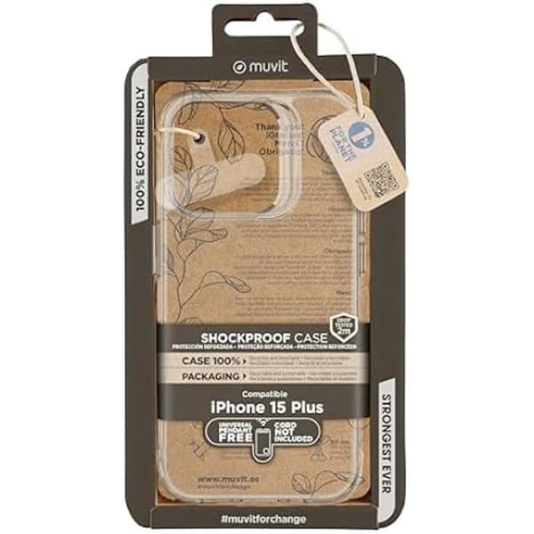 Stødabsorberende covers - MUVIT - iPhone 15 Plus - Fleksibel - Blød - Gennemsigtig Transparent