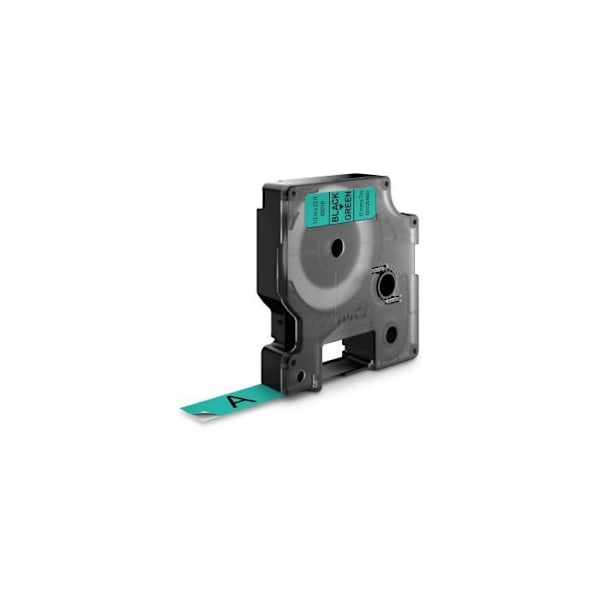 DYMO - LabelManager tapekassette D1 12mm x 7m - Sort/grøn - Selvklæbende - Termisk overførsel