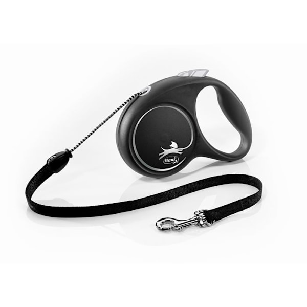 Rullebånd - FLEXI - FU22C5-251-S-SI - 5 meter - Sort/Sølv - Til hunde op til 25 kg