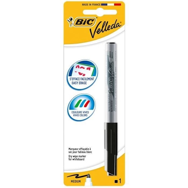 BIC Velleda 1741 - Tørbar tusch - Sort blæk - Mellem spids Svart