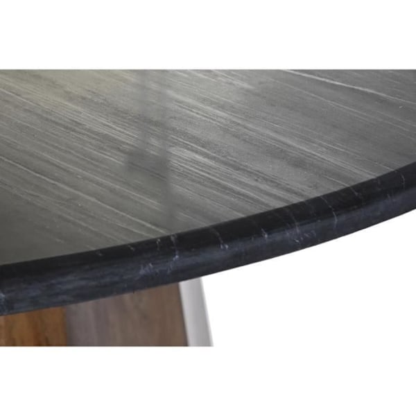 Spisebord - Sort og brun marmor - Mangotræ - 120 x 120 x 76 cm