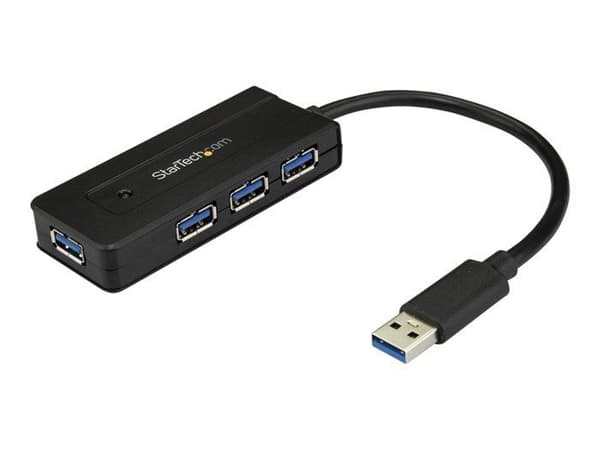 USB 3.0 hub - 4 porte - STARTECH - Kompakt - Strømforsynet - Strømadapter medfølger