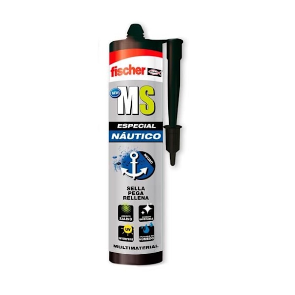 Mastic klæbende - Fischer - MS Especial Nautico - 290 ml - Vejrbestandig - Sort Svart