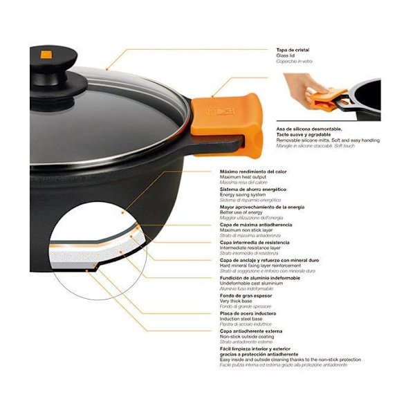 Køkkenfad - PINTI - Paella 32 cm - Non-stick - Aluminium - Induktionskompatibel Naranja