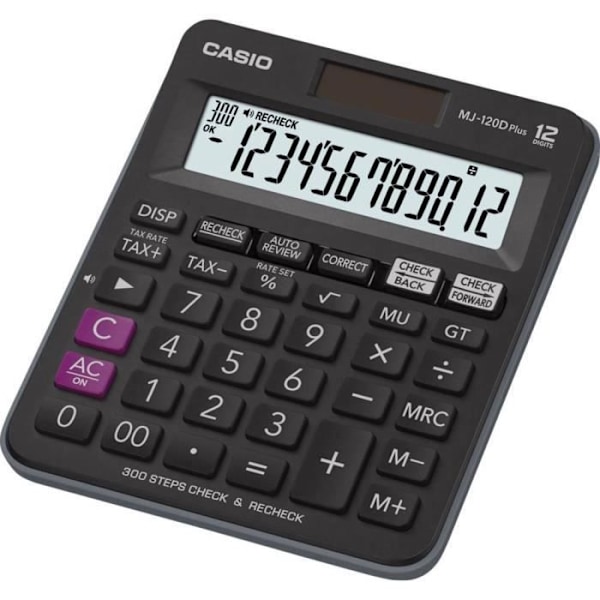 Skrivbordskalkylator - Casio - MJ-120DPLUS - Solenergi - Svart - Batteridriven Svart
