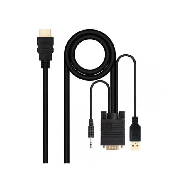 Nanocable HDMI-vastaanotin VGA-Jack-UBS, 1,8 m