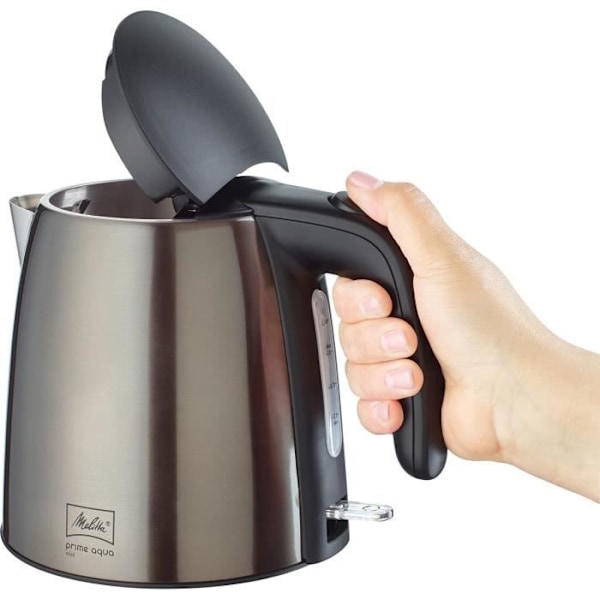 Melitta Prime Aqua Mini vattenkokare, metallisk grå, 100 % BPA-fri, 1L