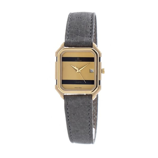 Ur - Tetra - 129-1-GR - Læder - Rustfrit stål - Quartz Swiss Made grå/guld