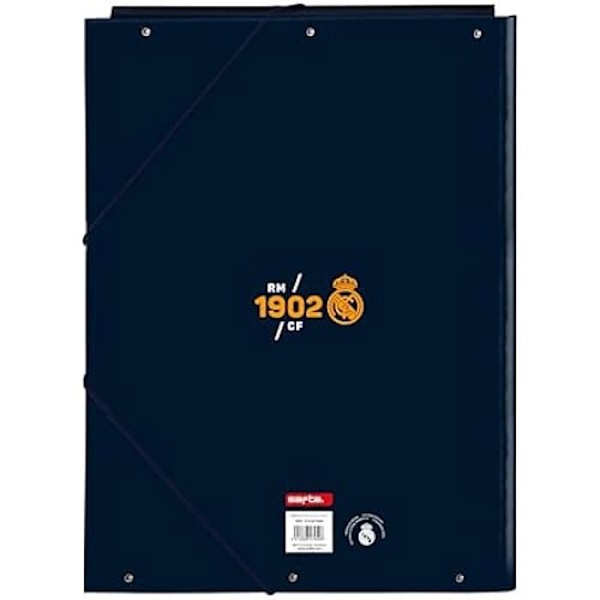 Binder - SAFTA - Real Madrid 2. hold 24/25 - Hårdt omslag - 3 klapper - Ideel til børn marinblå