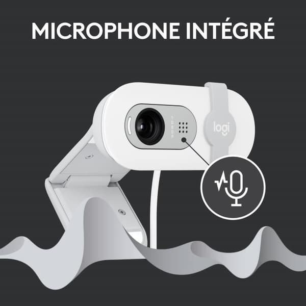 Webcam - Full HD 1080p - Logitech - Brio 100 - Integreret mikrofon - Hvid