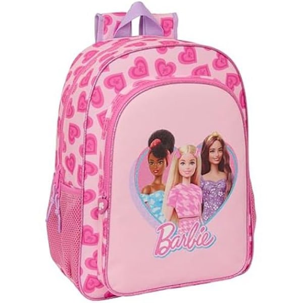 Barbie Love -koulureppu - SAFTA - Mukautuva vaunuun - Mukava ja monipuolinen - Vaaleanpunainen Rosa
