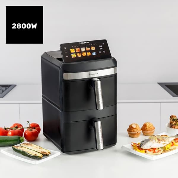Luftfryer - TAURUS - Air Fry Duo Slim - 13L - 2800W - 10 Programmer
