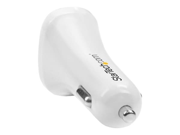 STARTECH Cigarettænderadapter med 2 USB-porte - Høj effekt (24 W / 4,8 A) - Hvid
