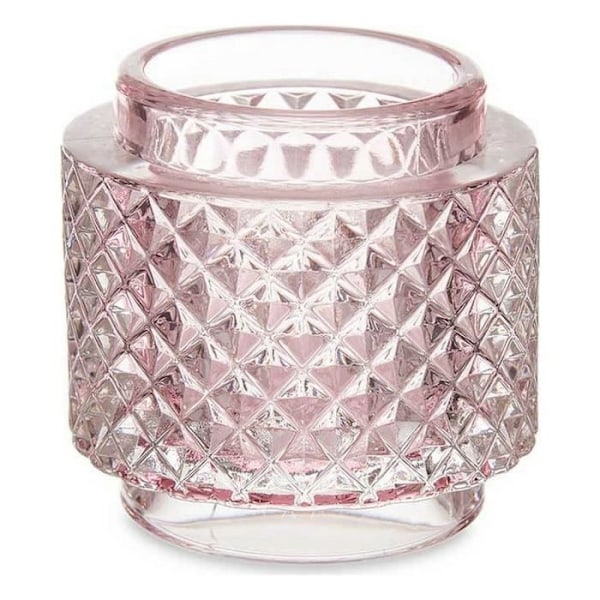ljusstake i rosa glas (9 x 8,8 x 9 cm)