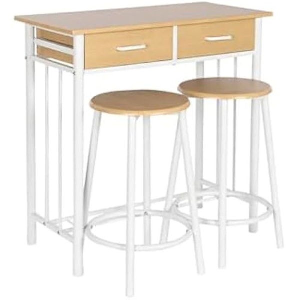 Bordsset - DKD Heminredning - 2 stolar - Metall och MDF trä - Flerfärgad - 80x84x50 cm Flerfärgad