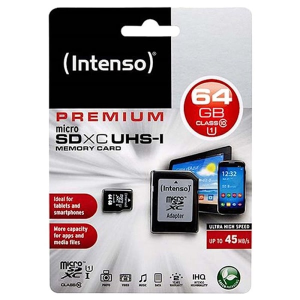 INTENSO 3423490 UHS-minneskort - 64 GB - MicroSDXC - UHS Class 1 / Class10