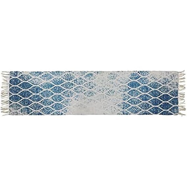 Matta - DKD Heminredning - Blå - Bomull Chenille - 60 x 240 cm - Modern - Inomhus Blå