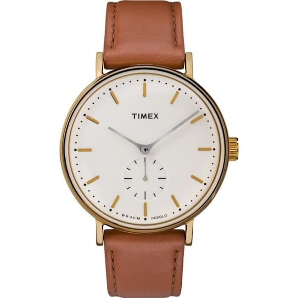 Ur - Timex - Fairfield - 41 mm - Brunt læder - Kvarts - Vandtæt Brun, guld, creme