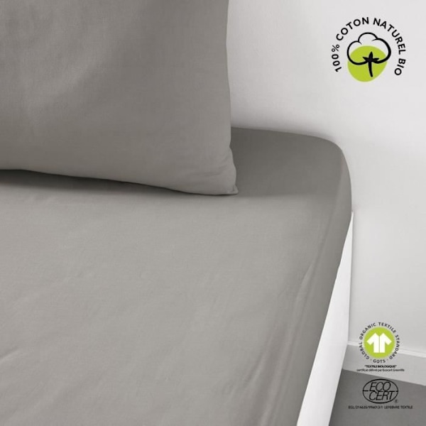 Drap housse - I DAG - 180 x 200 cm + 30 cm - Bomuld - Økologisk Dune DYN