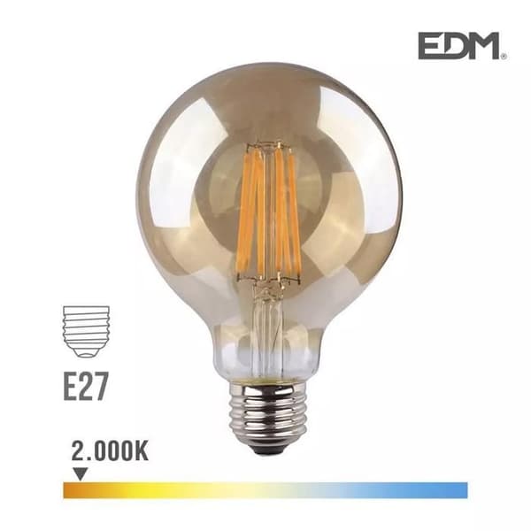 LED-lamppu E27 8W Globe G95 Vit varmt