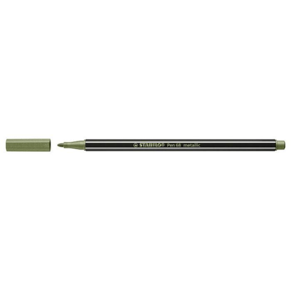 Stabilo markörer - 68/843 - Metallisk markör - Pen 68 metallic - Set med 10 medelstora markörer - Ljusgrön