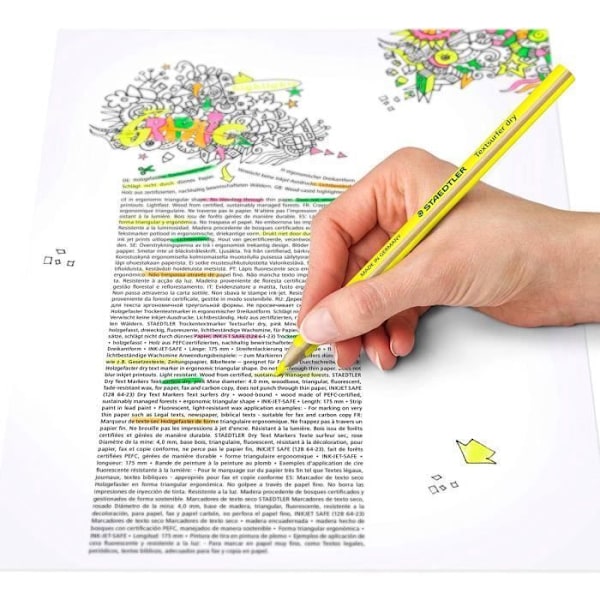 Korkeuslyijykki - STAEDTLER - Textsurfer - Keltainen Fluo - Kolmio - 12 kpl Fluoresoiva keltainen