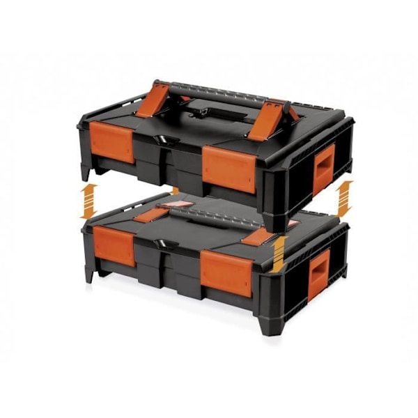 Ammattikäyttöön tarkoitettu laatikko - TOOD - Pinottava - ABS - 46x34x14 cm svart/orange