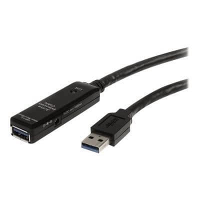 5 m aktivt USB 3.0 forlængerkabel - STARTECH - Strømadapter medfølger - Sort