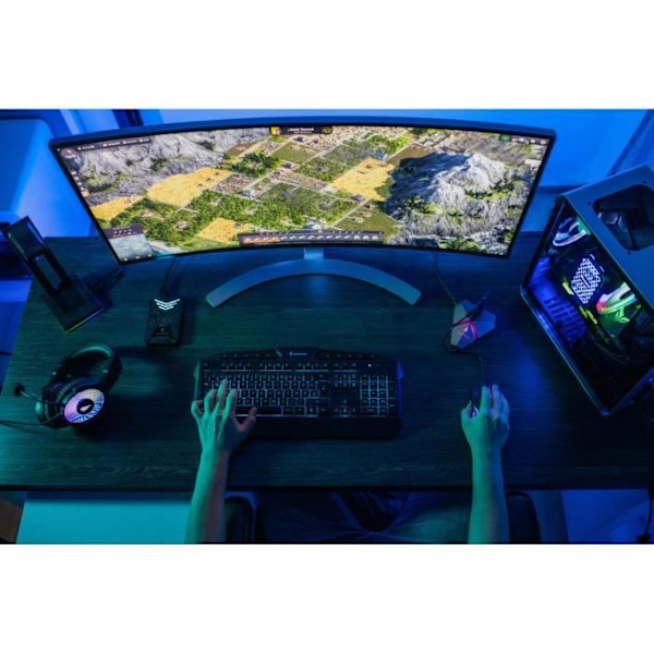 Bungee til mus - SureFire - AXIS - 3 USB 3.2 porte - Micro SD læser - RGB baggrundsbelysning Sort