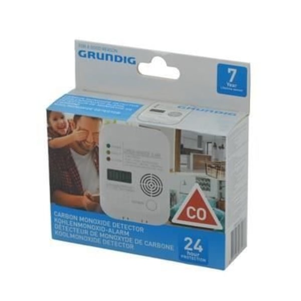 Kulilte detektor - GRUNDIG - 7 års sensor - Digital skærm - Hvid Vit