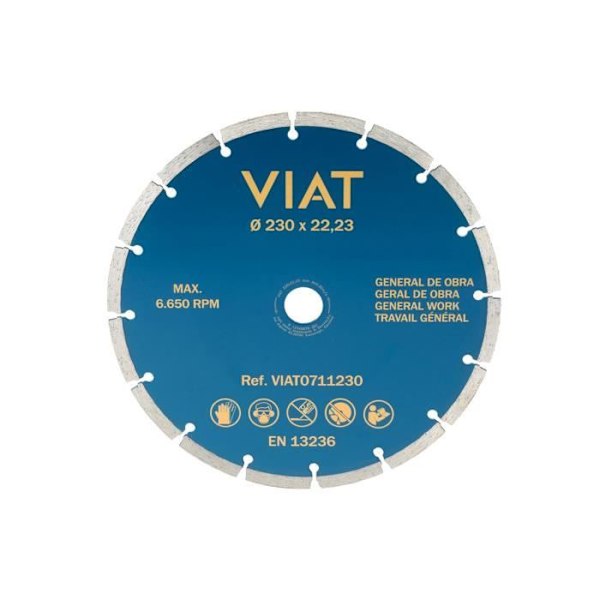 GENERIC - Segmentoitu timanttilevy yleisiin töihin kuivaleikkaukseen. Mitat: Ø230x3x22,23mm Viat0711230 Viat