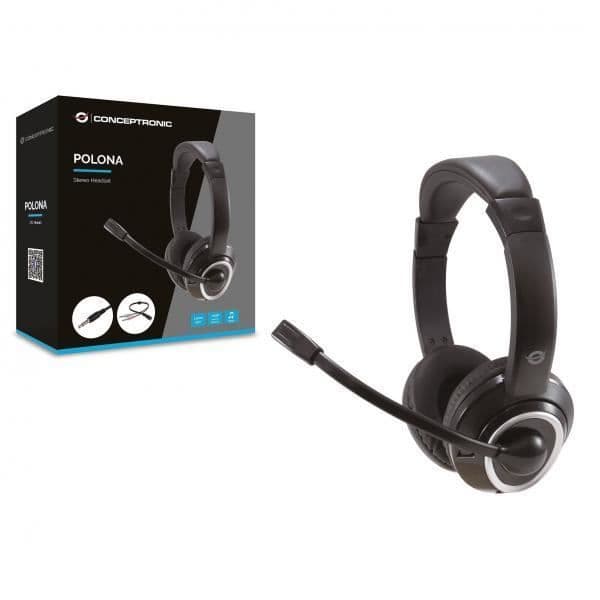 Hovedtelefoner - Conceptronic - POLONA02B - Kablet - Bøjle - Sort Sort